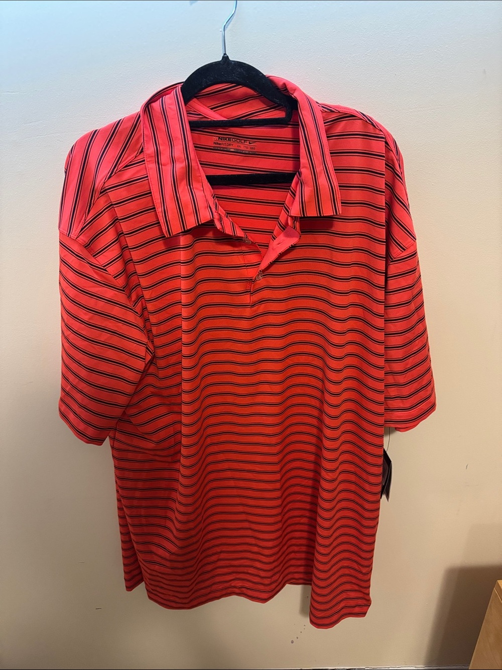 Nike Red and Black Striped Polo Shirt